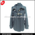 Hot belt buckle navy blue women's coat